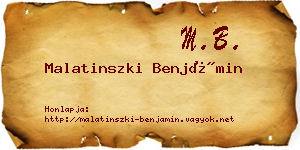 Malatinszki Benjámin névjegykártya